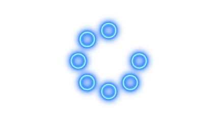 Neon spinner icon blue color glow with transparent background