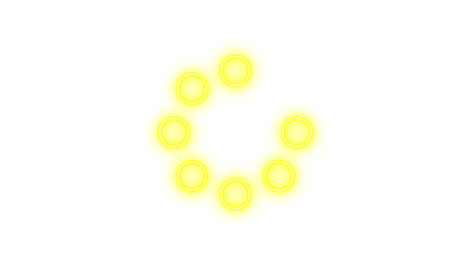 Neon spinner icon yellow color glow with transparent background