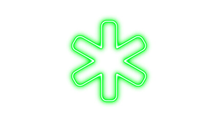 Obraz premium Neon star of life icon green color glow with transparent background
