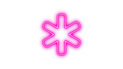 Obraz premium Neon star of life icon pink color glow with transparent background