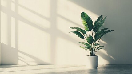 Green Plant in White Pot Minimalist Interior