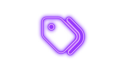 Neon tags icon purple color glow with transparent background