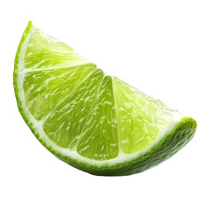 Fresh slice of lime on a Transparent background perfect for culinary use, drinks, and garnishing, Juicy slice of lime isolated on PNG background