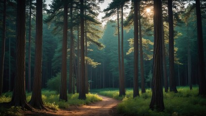 Fototapeta premium Stunning summer woodland featuring various trees