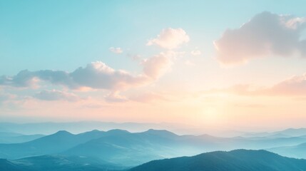 Pastel Sunset Over Hazy Mountains