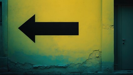 Obraz premium Description of a black arrow showing how to open a door