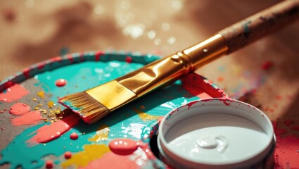 Obraz premium Highlight the brush beside the can.