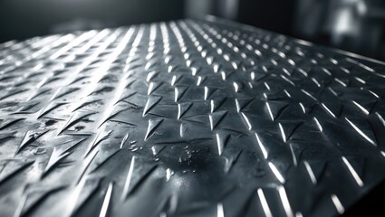 Black and white steel plate design with diamond texture.
