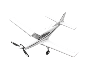 3D render of a simple plane, flying upwards in the air, against a transparent background