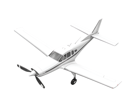 3D render of a simple plane, flying upwards in the air, against a transparent background