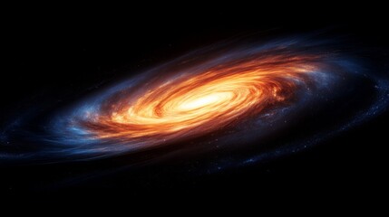 Fototapeta premium Orange and Blue Spiral Galaxy in Dark Space