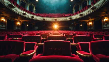 Highlight red velvet seat in an average cinema