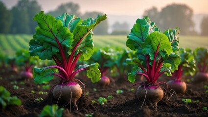 New beetroot plant in its natural environment