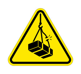 classic danger overhead load hazard warning construction site sign in yellow triangle symbol vector isolated on transparent background
