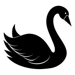 Fototapeta premium vector silhouette of a swan with curved neck, elegant posture, white background 