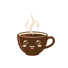 Obraz premium Cute Kawaii Coffee Cup with Steam