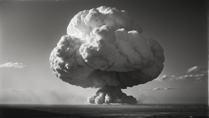 Nuclear Explosion. Photograph taken 4 seconds following the initial blast illustrates the formation of the Mushroom cloud.