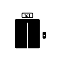 Minimal Black Icon of Hotel Elevator with Number Display