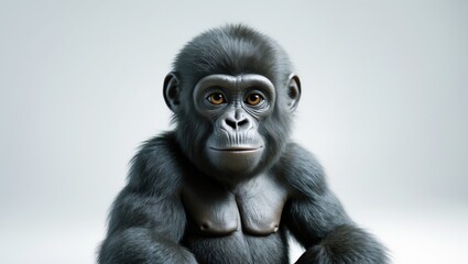 Obraz premium Baby bonobo leaning on a plain white surface