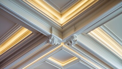 Obraz premium Sophisticated Crown Molding Feature in Interior, Ascending View