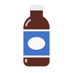 Brown Energy Drink Bottle with Blue Label icon. Vector.