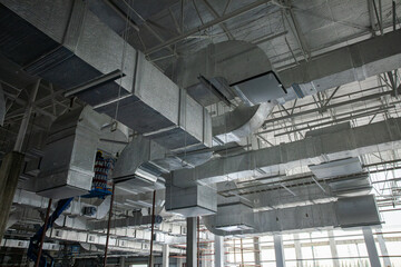 Industrial HVAC duct system in large building