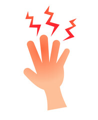 Hand pain icon. Hand inflammation icon. Vector.