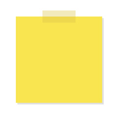Yellow sticky note and clear tape. Vector.