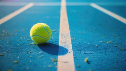Ball on a paddle tennis court with turf surface