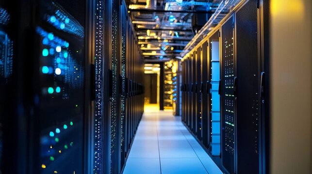 A well-organized data center showcasing advanced networking solutions.