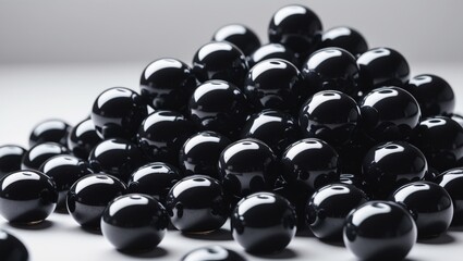 Close-up front view of black tapioca pearls used for milk tea and shaved ice in a dessert shop. Food backdrop.