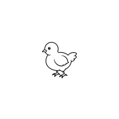 Newborn chick, one line art on white background