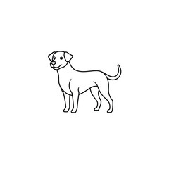 Pet dog, one line art on white background