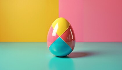 Colorful decorative egg on vibrant background with pastel colors