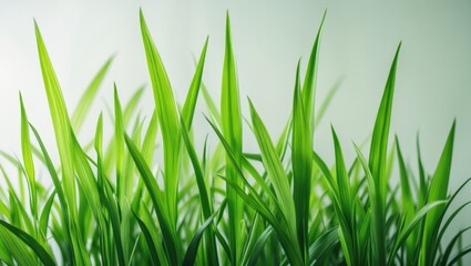 Obraz premium Lush green grass blades in front of a background.
