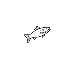 trout fish, one line art on white background