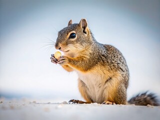 Florida Ground Squirrel Foraging for Food - Clean Background Stock Photo