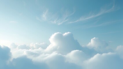Fototapeta premium Stunning clouds in spring on a sunny day with a blue sky and fluffy white clouds.