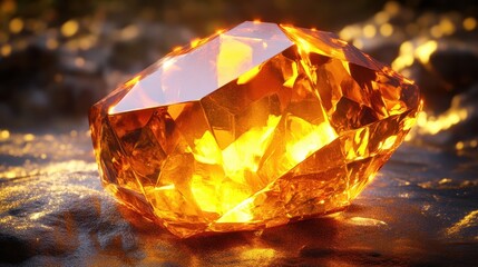 Radiant topaz gemstone texture showcasing golden-orange layers and shimmering facets, capturing the essence of natural beauty and elegance in a colorful display of light