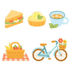 Spring picnic collection-Colorful vector illustration