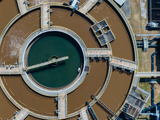 Aerial View of Wastewater Treatment Plant Oxidation Ditch OD