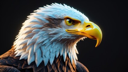 Fototapeta premium Black background with bald eagle