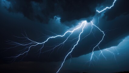 Thunderclouds in a gloomy sky with lightning