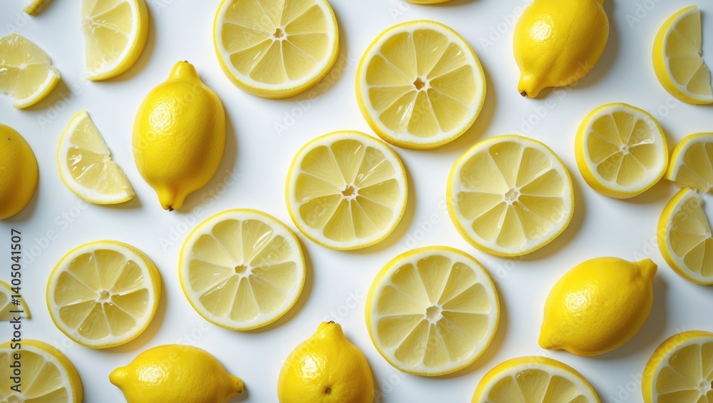 Aufkleber lemon slices arranged as a pattern on a plain background