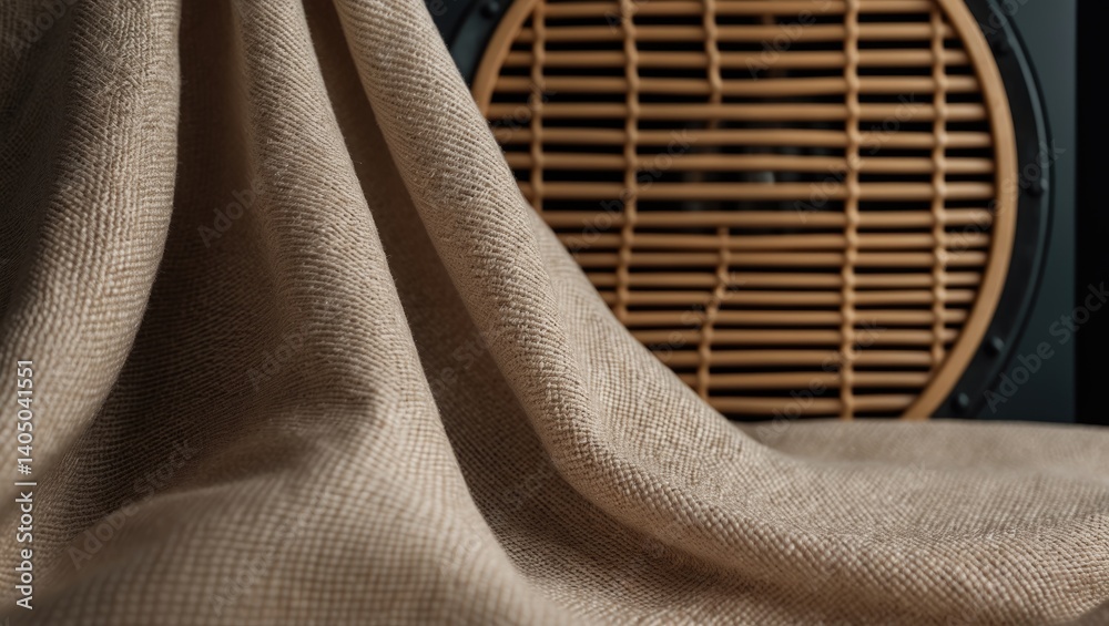 Poster speaker grill in brown cream that looks like woven bamboo can be used as background, backdrop, and t