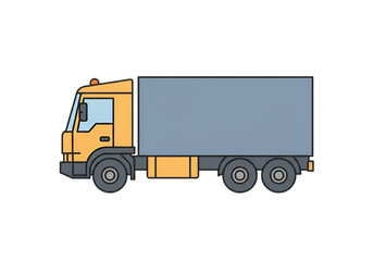 Fototapeta premium A bold line style icon of a logistics tractor in dusty blue and beige colors, flat modern design, centered on white background