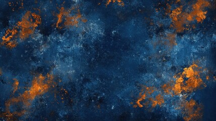 Vintage industrial backdrop featuring rusty blue metal with peeling paint and striking orange rust accents creating a unique retro texture