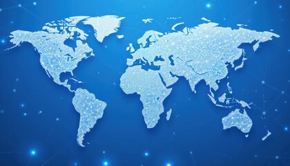 Fototapeta premium Global Network Animated Map of Interconnected Economies and Trade Routes