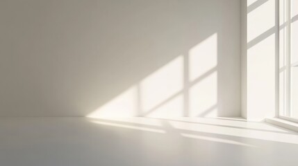 Elegant soft corner lighting casts delicate shadows, enhancing the serene atmosphere of a minimal workspace design for product showcases and digital presentations