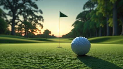 Obraz premium Golf ball silhouettes near the hole.